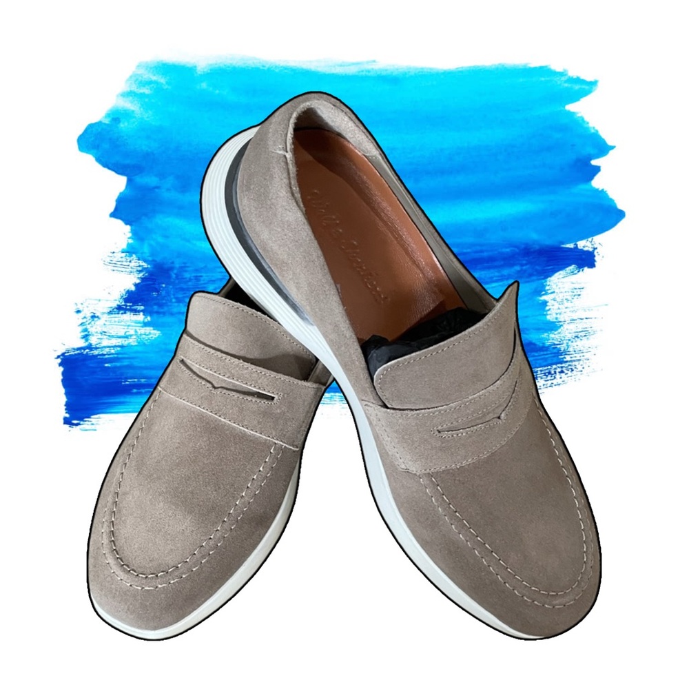 Wolf & Shepherd Grey Suede Crossover Loafers